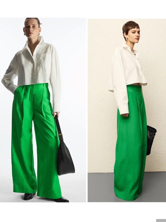 COS Pants - COS green pleated wide-leg pants 4